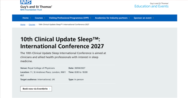 10th Clinical Update Sleep International Conference 2027